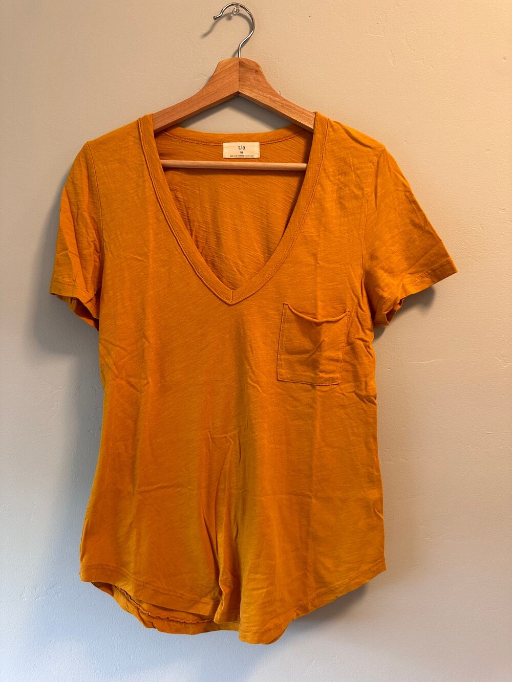 Anthropologie T.La Yellow V-Neck Pocket Tee